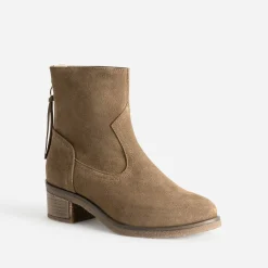 Eram Boots^Boots beige cuir velours zip arrière TAUPE
