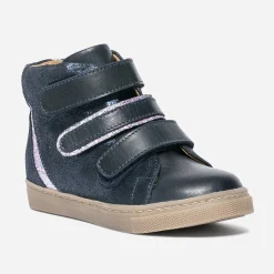 Buggy Boots^Boots marine en cuir à scratchs BLEU