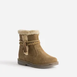 Buggy Boots^Boots en cuir velours bord fourré CAMEL