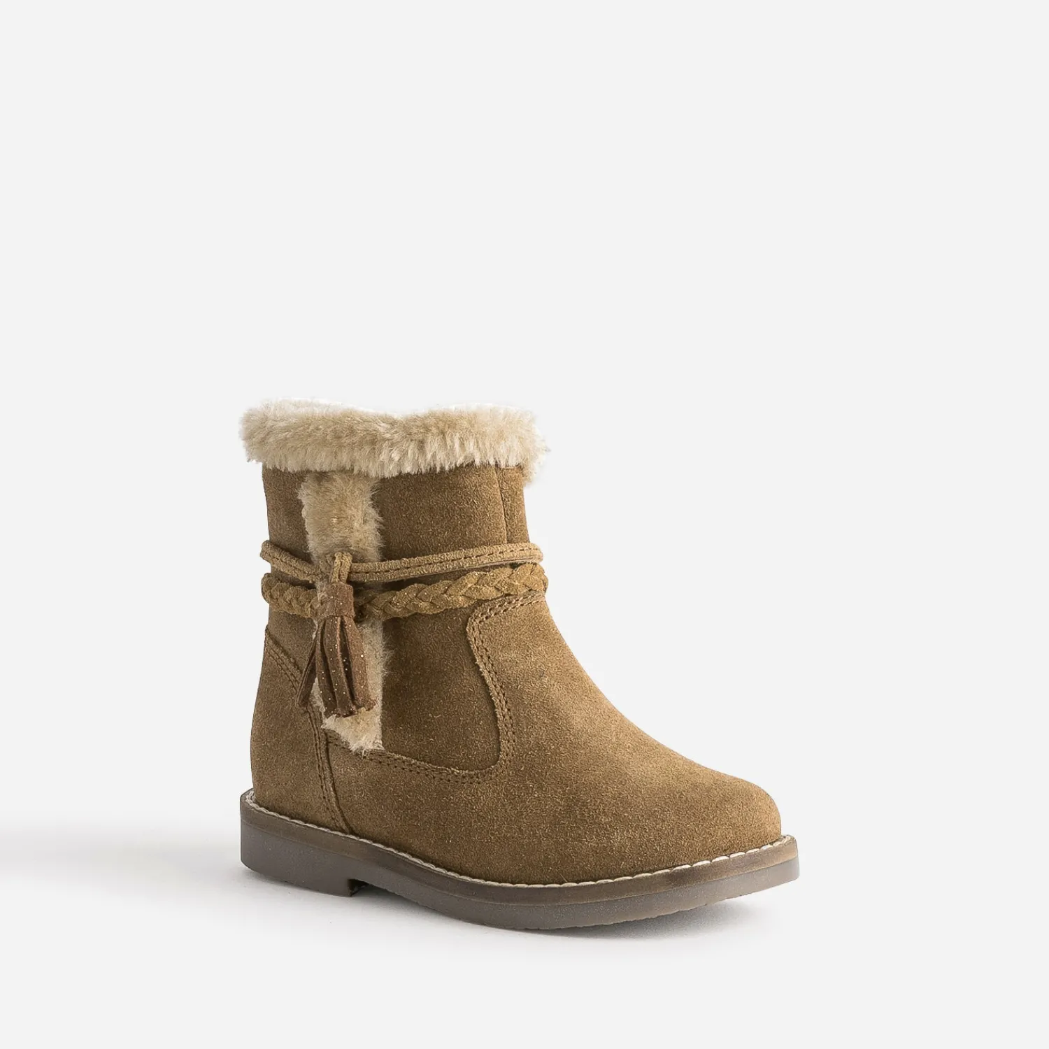 Buggy Boots^Boots en cuir velours bord fourré CAMEL