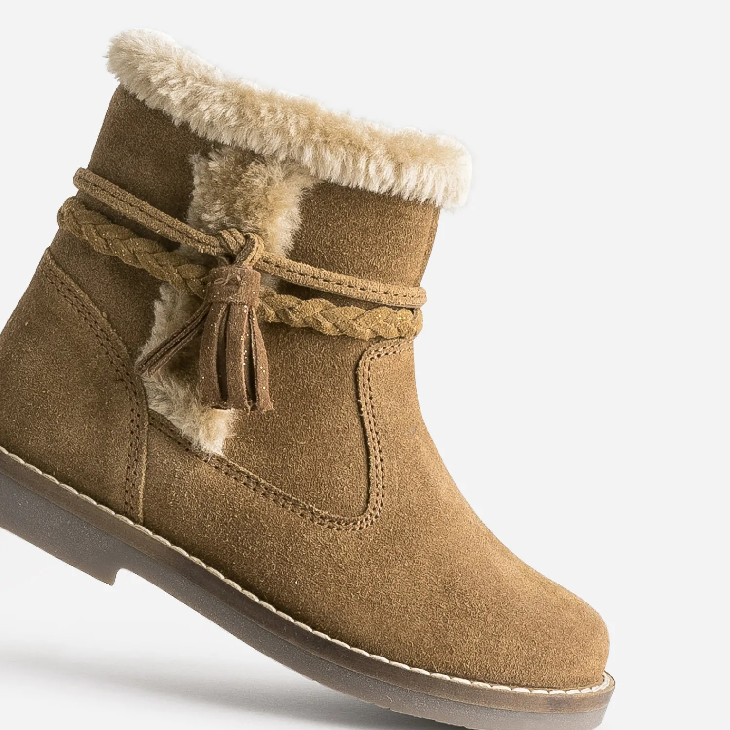 Buggy Boots^Boots en cuir velours bord fourré CAMEL