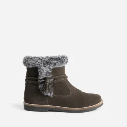 Buggy Boots^Boots cuir velours à bord fourré MARRON