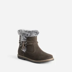 Buggy Boots^Boots cuir velours à bord fourré MARRON
