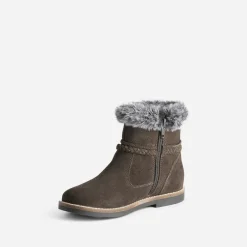 Buggy Boots^Boots cuir velours à bord fourré MARRON