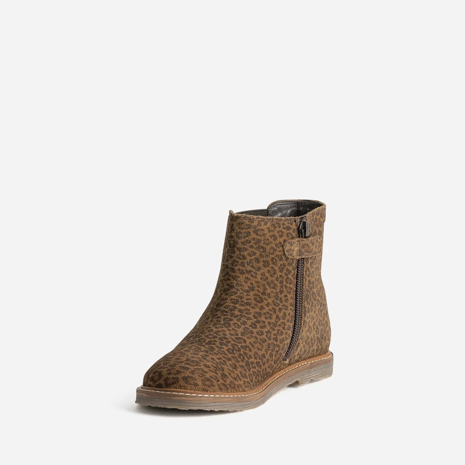 Buggy Boots^Boots cuir velours motif léopard MARRON