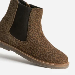 Buggy Boots^Boots cuir velours motif léopard MARRON