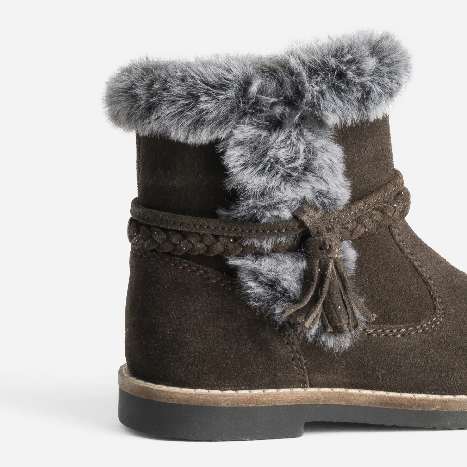 Buggy Boots^Boots en cuir velours bord fourré MARRON