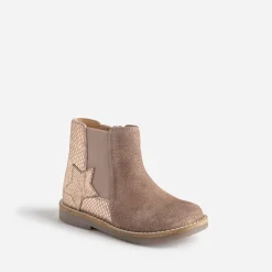 Buggy Boots^Boots taupe en cuir velours pailleté ROSE