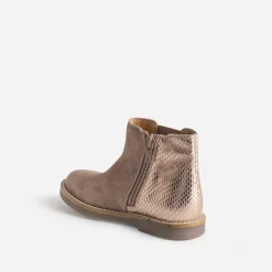 Buggy Boots^Boots taupe en cuir velours pailleté ROSE