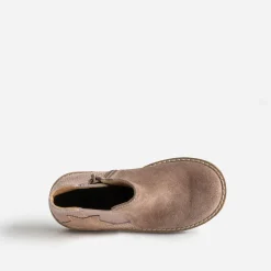 Buggy Boots^Boots taupe en cuir velours pailleté ROSE