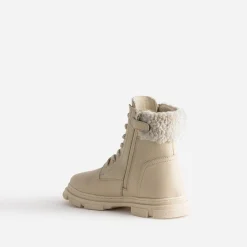 Buggy Boots^Boots éco-conçu à lacet écru en cuir fourré BEIGE