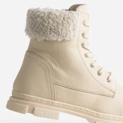 Buggy Boots^Boots éco-conçu à lacet écru en cuir fourré BEIGE