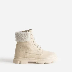 Buggy Boots^Boots éco-conçu à lacet en cuir fourré BEIGE
