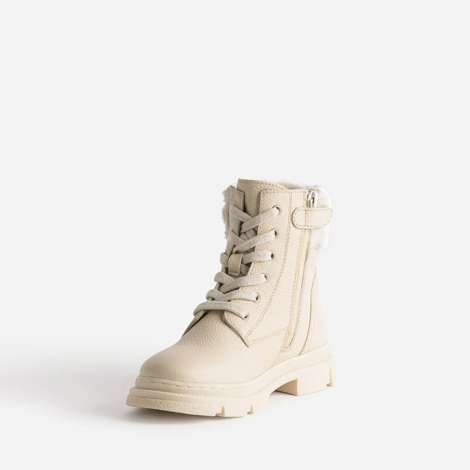 Buggy Boots^Boots éco-conçu à lacet en cuir fourré BEIGE