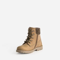 Buggy Chaussures Montantes^Boots éco-conçu camel en cuir et textile marron COGNAC