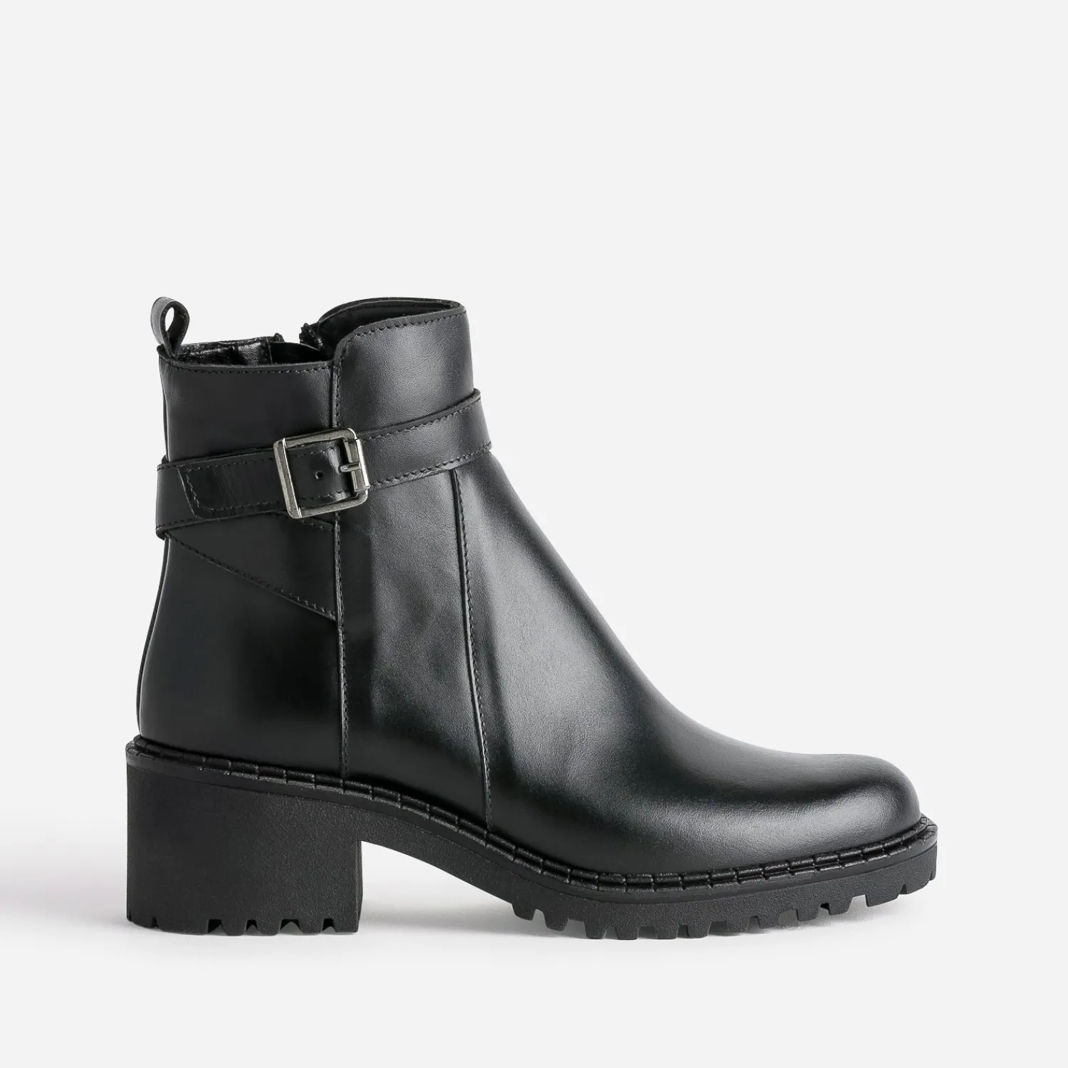 Eram Boots^Boots éco-conçu cuir à semelle crantée NOIR