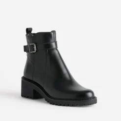 Eram Boots^Boots éco-conçu cuir à semelle crantée NOIR