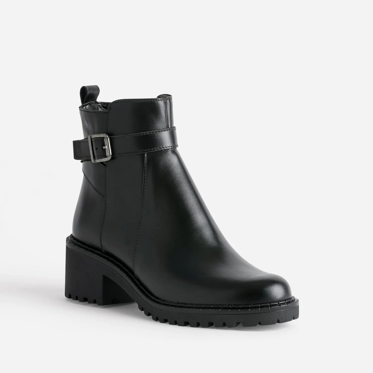 Eram Boots^Boots éco-conçu cuir à semelle crantée NOIR