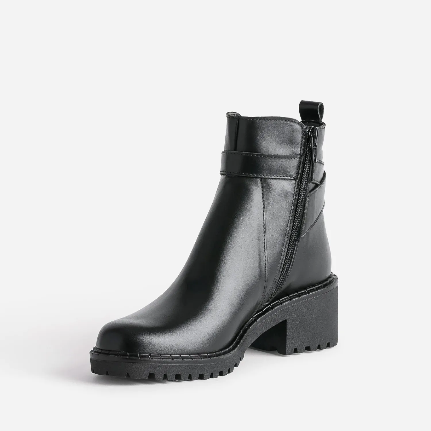 Eram Boots^Boots éco-conçu cuir à semelle crantée NOIR