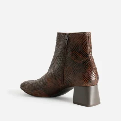 Eram Boots^Boots cuir velours effet python COGNAC
