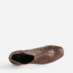 Eram Boots^Boots cuir velours effet python COGNAC