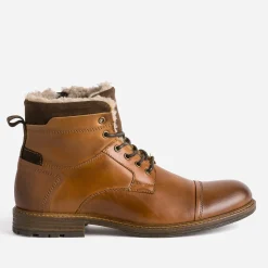 Eram Boots^Boots cognac en cuir col fourré CAMEL