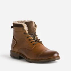 Eram Boots^Boots cognac en cuir col fourré CAMEL