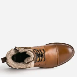 Eram Boots^Boots cognac en cuir col fourré CAMEL