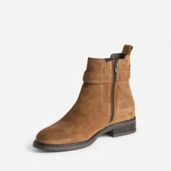 Eram Boots^Boots cognac en cuir velours CAMEL
