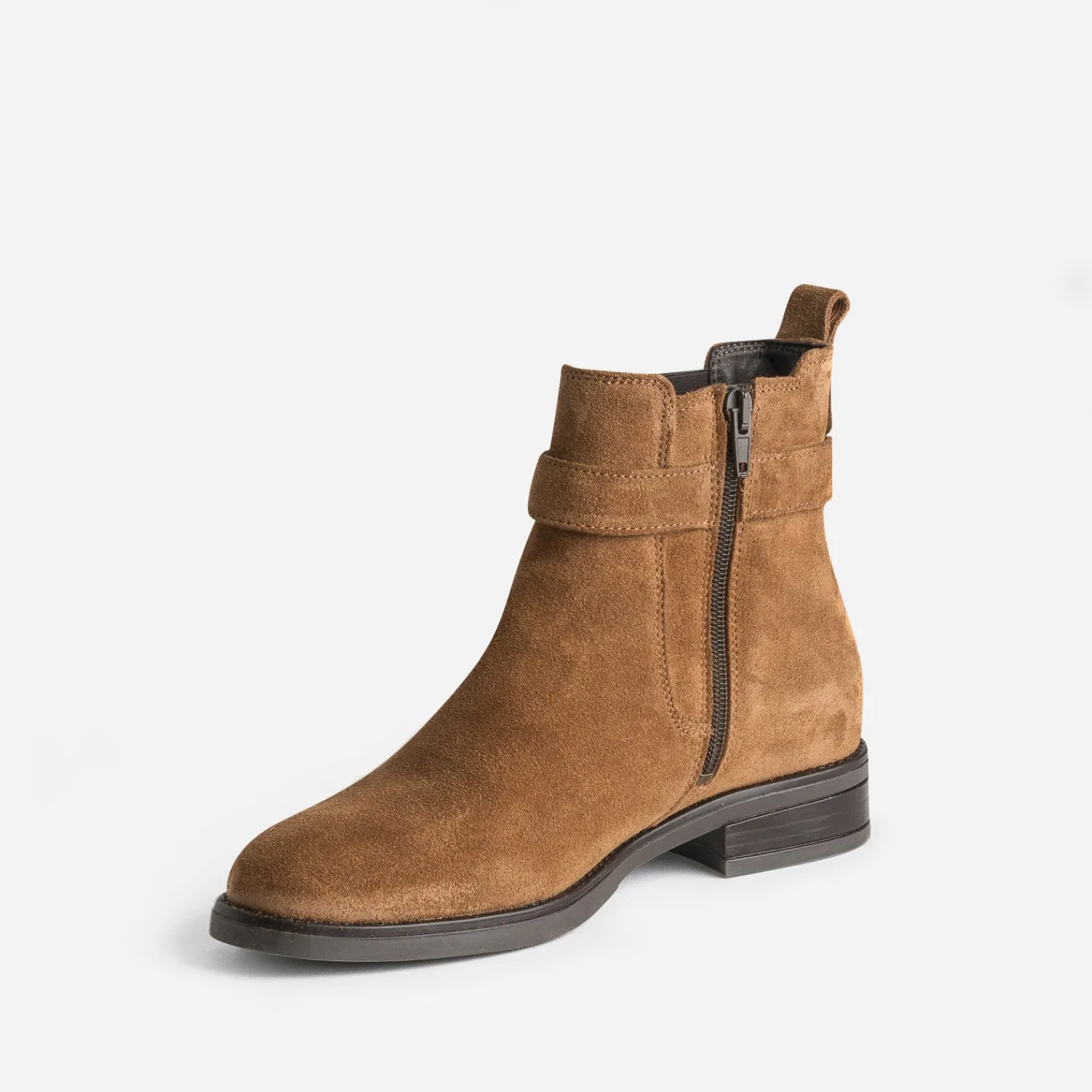Eram Boots^Boots cognac en cuir velours CAMEL