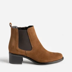 Eram Boots^Boots cognac en cuir velours TAUPE