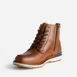 Eram Boots^Boots cranté fourré en cuir COGNAC