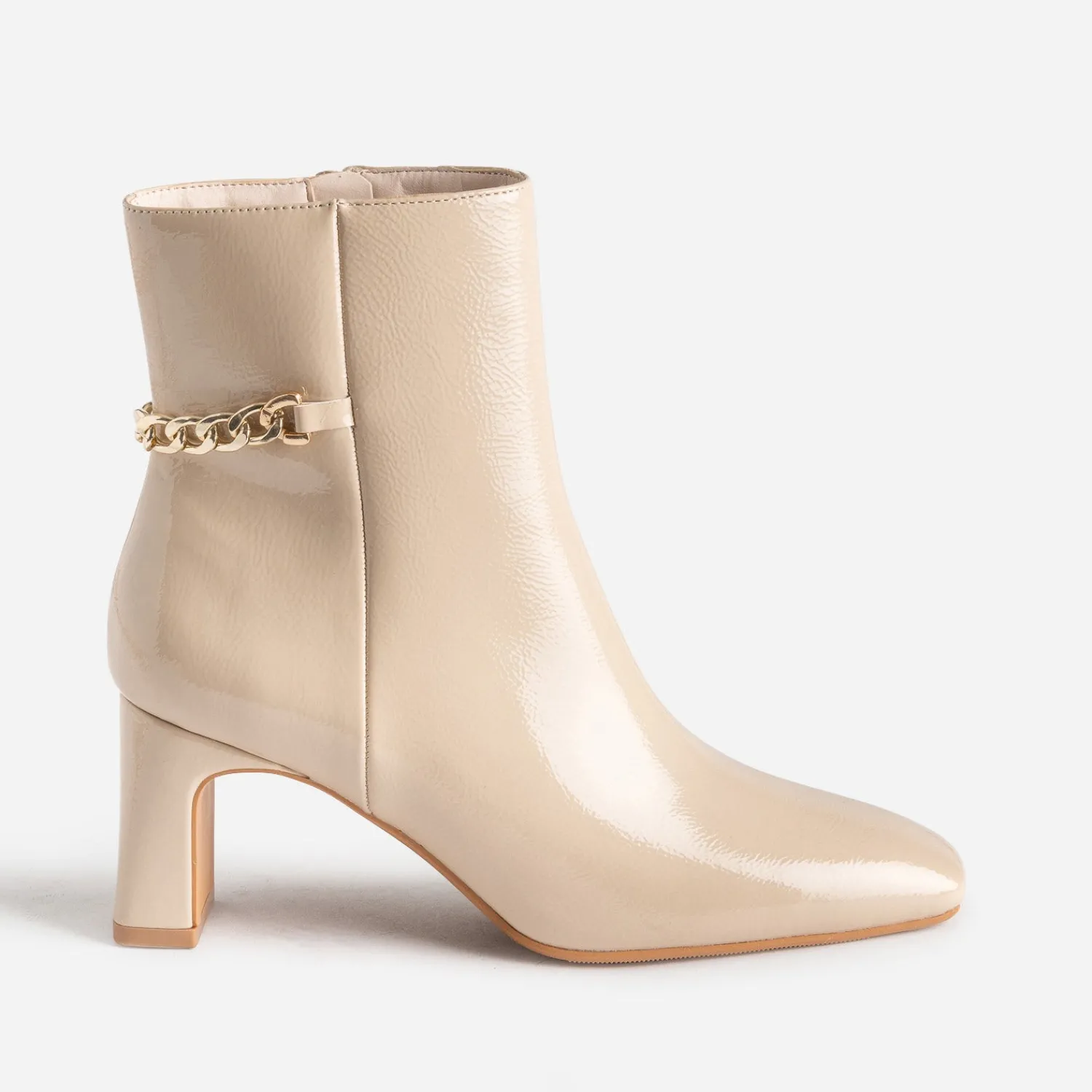 Eram Boots^Boots écru verni décor chaîne TAUPE