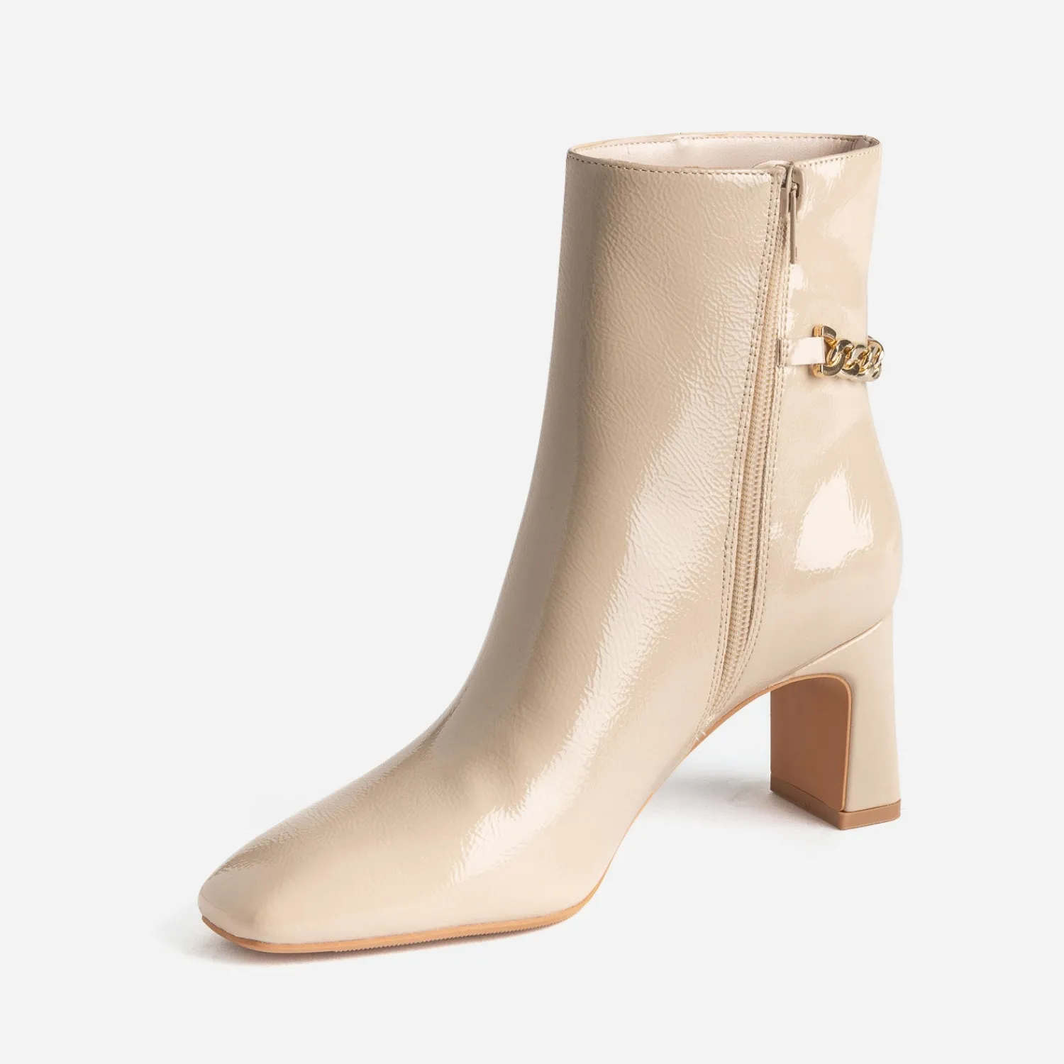 Eram Boots^Boots écru verni décor chaîne TAUPE