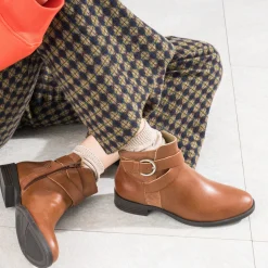 Eram Flex Boots^Boots cuir bi-matière COGNAC