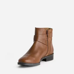 Eram Flex Boots^Boots cuir bi-matière COGNAC