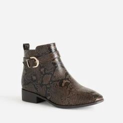 Eram Boots^Boots effet python avec bride cheville MARRON