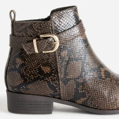 Eram Boots^Boots effet python avec bride cheville MARRON