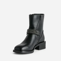Texto Boots^Boots motard bride décor strass NOIR