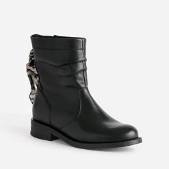 Eram Boots^Boots cuir décor foulard NOIR