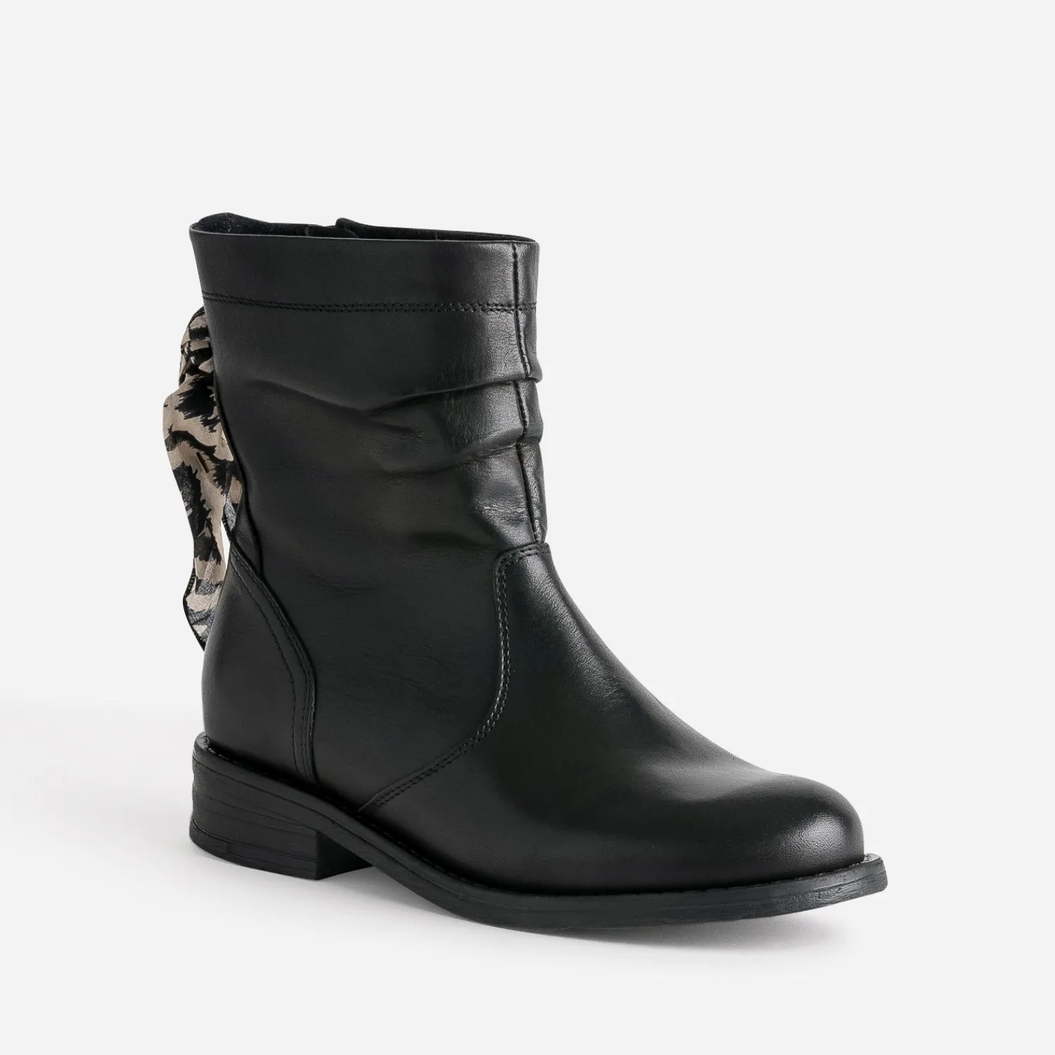 Eram Boots^Boots cuir décor foulard NOIR