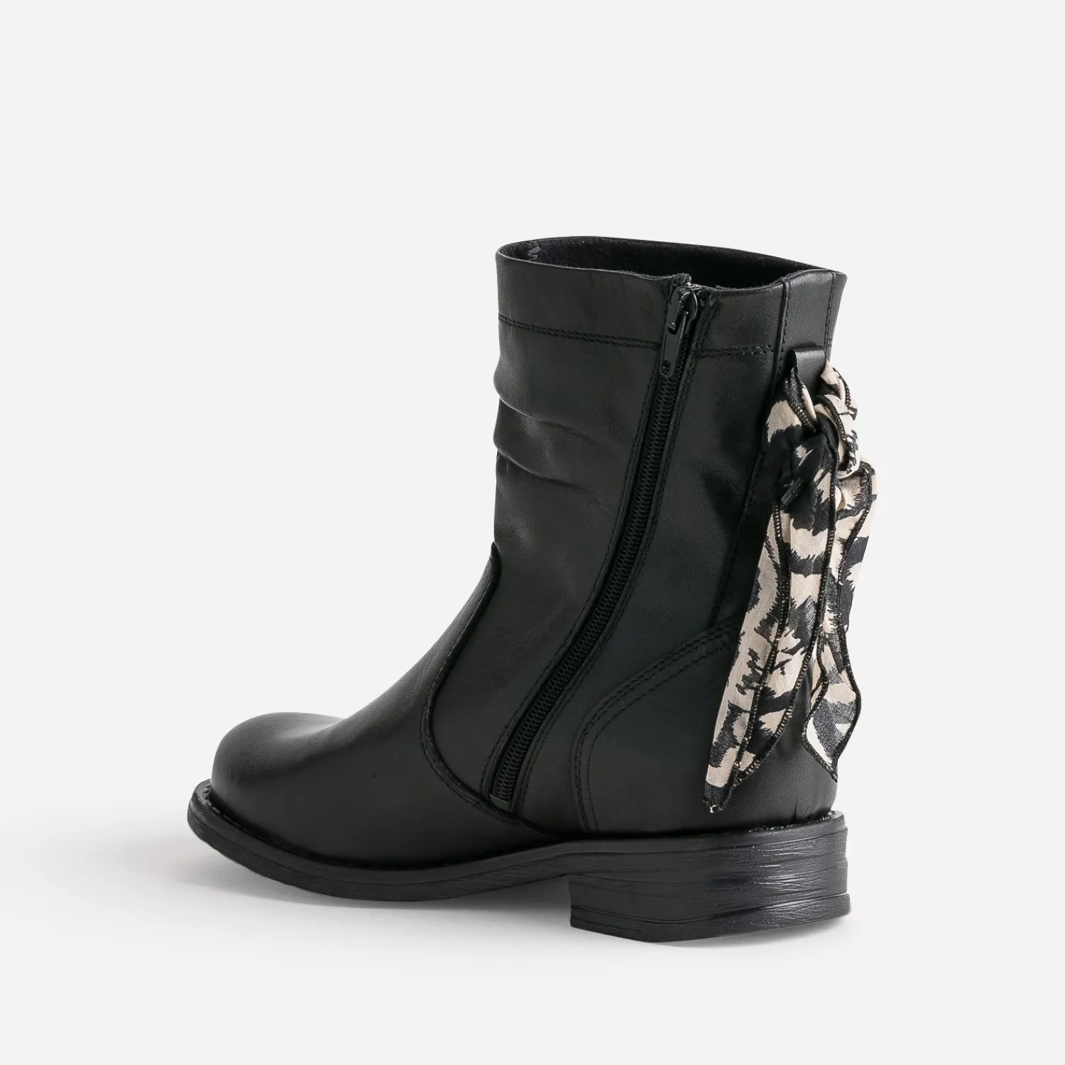 Eram Boots^Boots cuir décor foulard NOIR