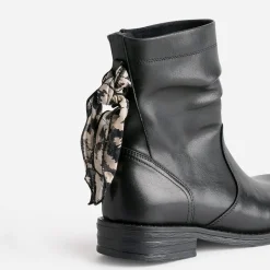 Eram Boots^Boots cuir décor foulard NOIR