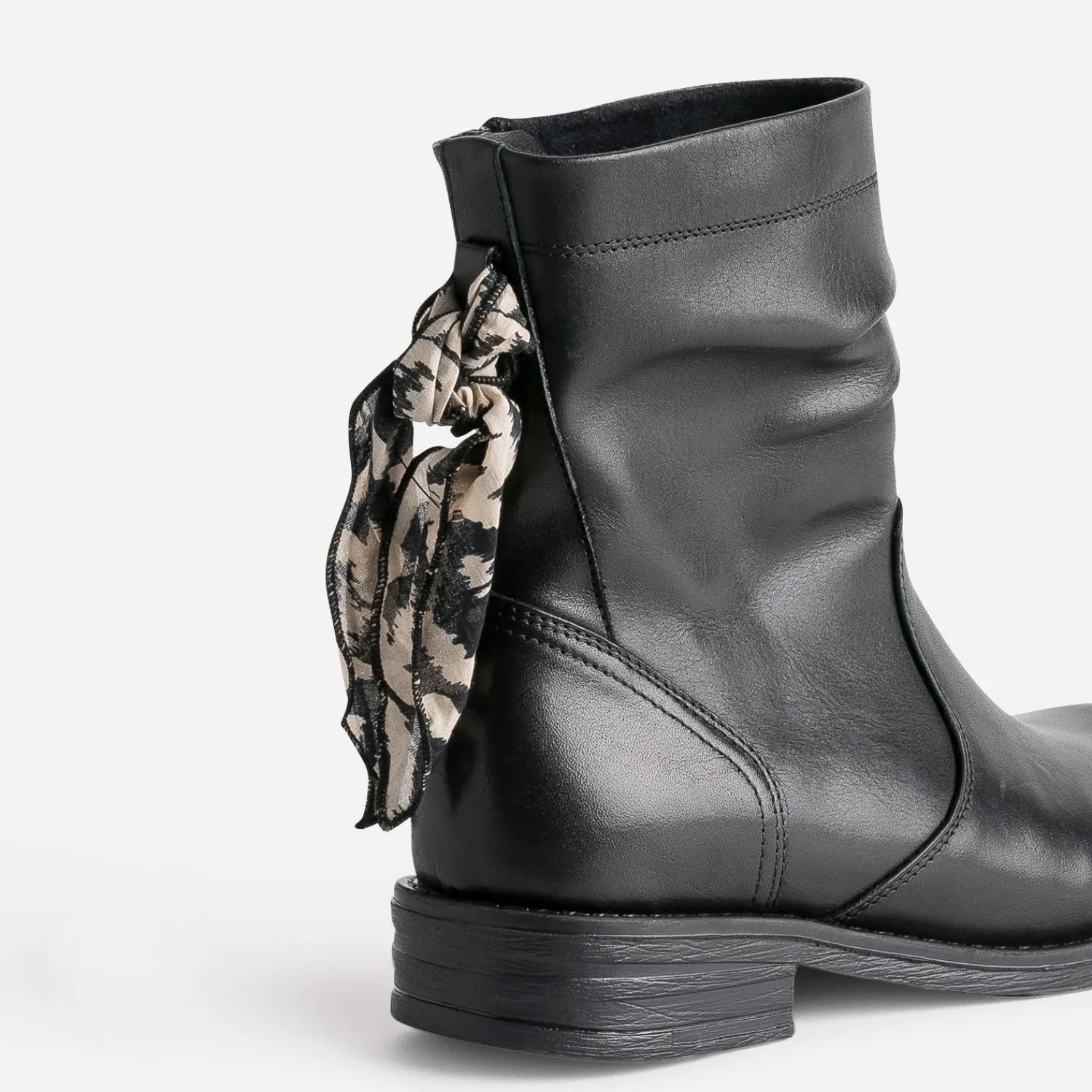 Eram Boots^Boots cuir décor foulard NOIR