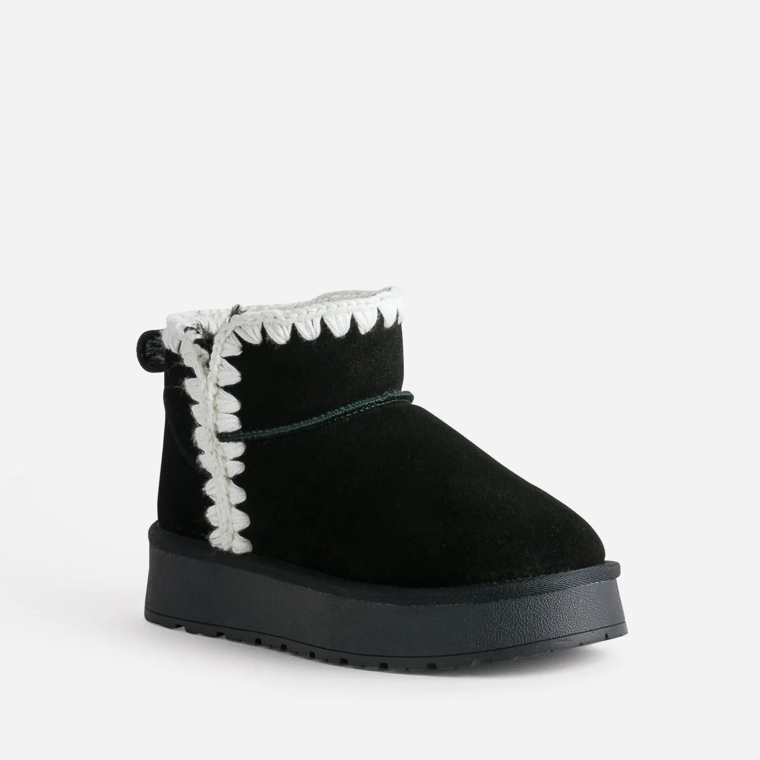 Eram Chaussons^Boots cuir velours fourré semelle plateforme NOIR