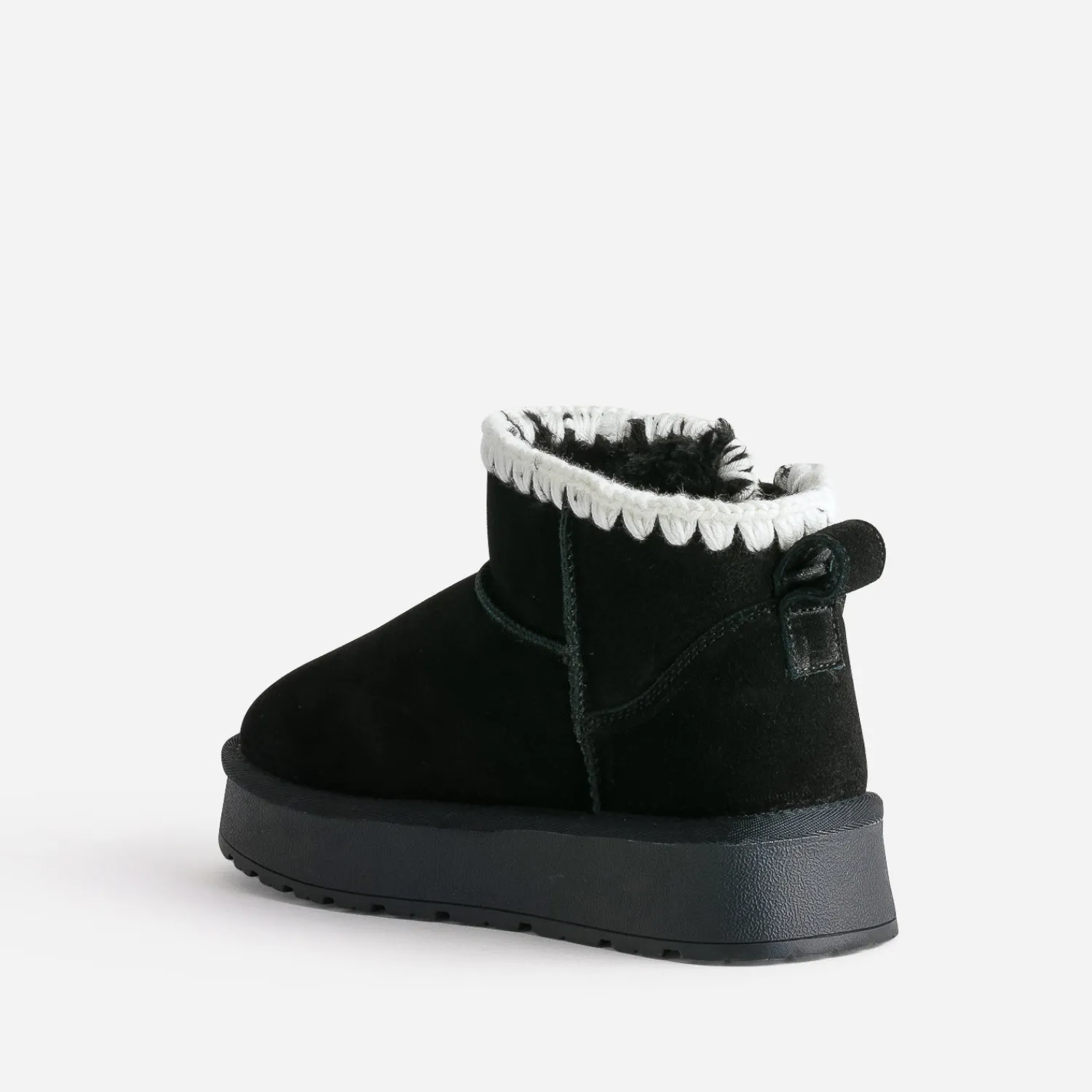 Eram Chaussons^Boots cuir velours fourré semelle plateforme NOIR
