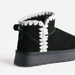 Eram Chaussons^Boots cuir velours fourré semelle plateforme NOIR
