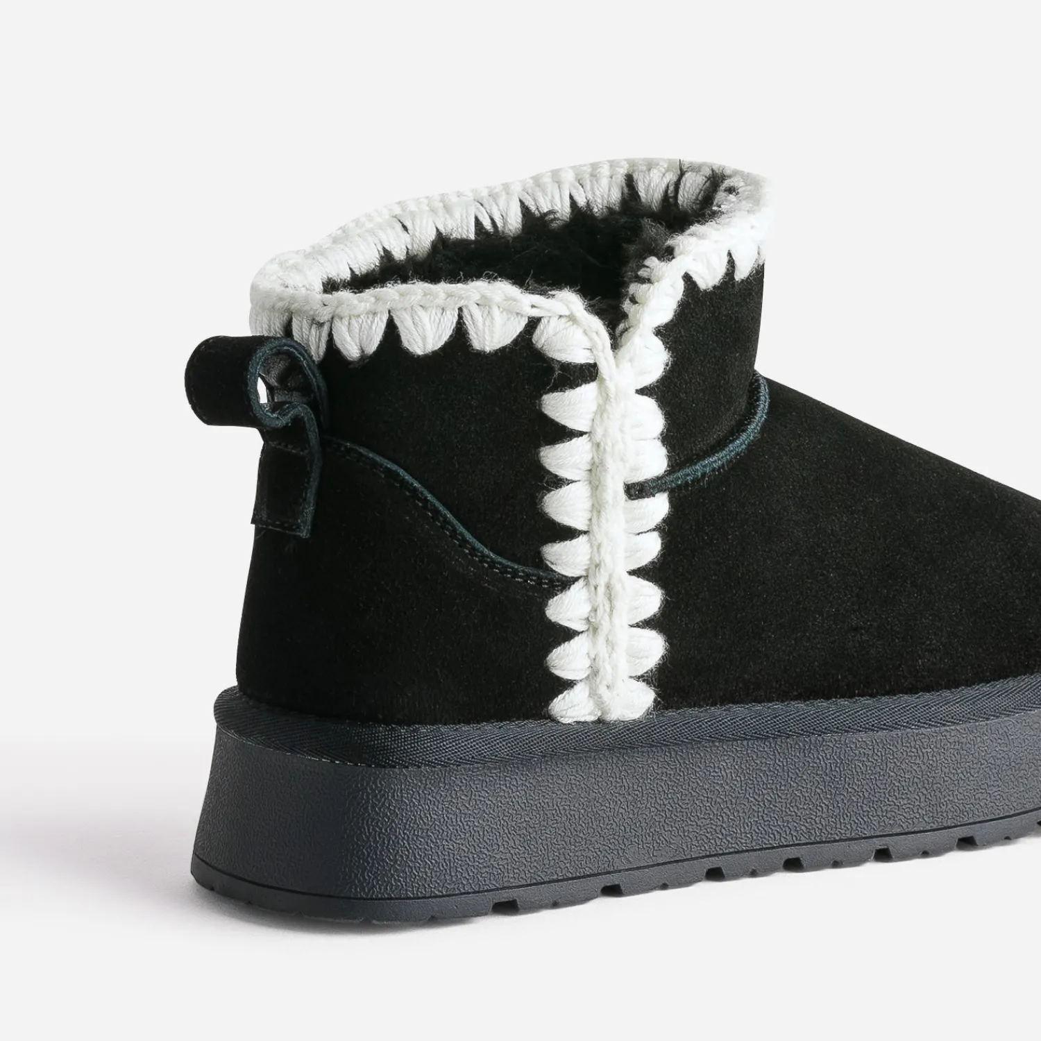 Eram Chaussons^Boots cuir velours fourré semelle plateforme NOIR