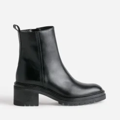 Texto Boots^Boots en cuir semelle crantée NOIR
