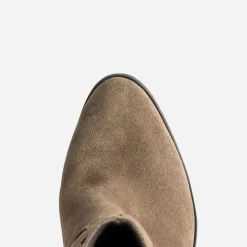 Texto Boots^Boots cuir velours à franges TAUPE